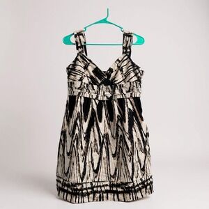 Ann Taylor Black Cream Sleeveless Dress‎ Women's Size 8 Patterned